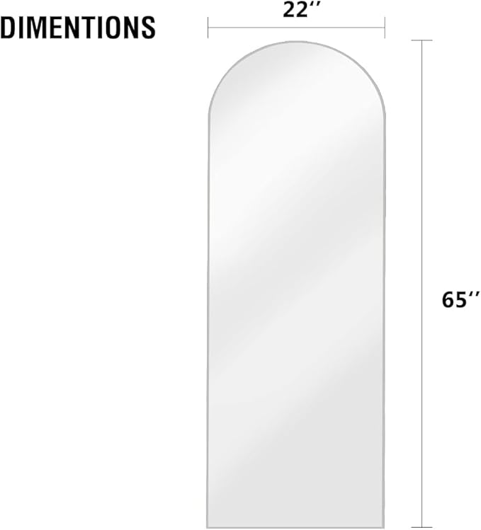 OGCAU Full Length Mirror, 65"x22" Arched Full Body Mirror, Hanging, Leaning or Standing, Wall Mounted for Bedroom Living Room, White