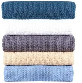HILLFAIR 100% Soft Premium Combed Cotton Thermal Blanket– King Blankets – Soft Cozy Warm Cotton Blanket– Bed Throw Blanket– King Bed Blankets– All Season Cotton Blankets– Grey King Cotton Blankets