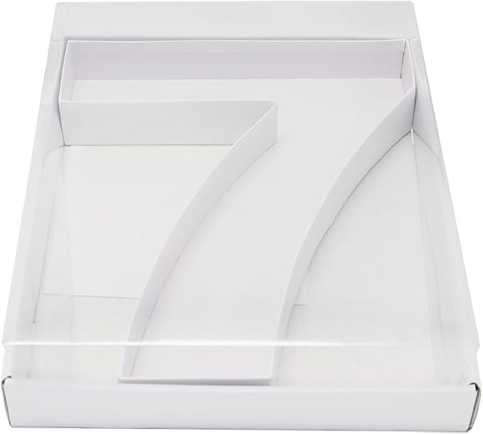 WENPACK 12.5" Cardboard Number Shaped Mache Cupcake Strawberries Fillable Carton Box with Clear Lid (White, 7)