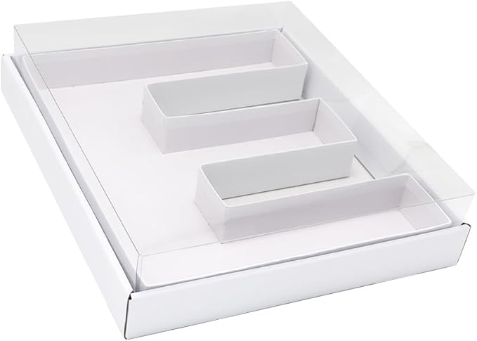 WENPACK 12.5" Cardboard Letter Shaped Mache Decorative Strawberries Fillable Sweets Candy Box with Clear Lid (White, E)