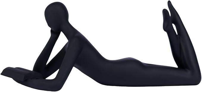 "Reading Woman Thinker Sculpture is a Modern Abstract Decorative Piece, a Favorite Among Book Lovers and Thinkers, Suitable for Placement in Living Rooms, Offices, and bedrooms. (Black A)