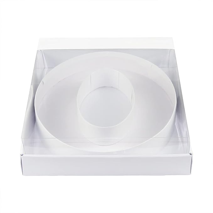 WENPACK 12.5" Cardboard Number 0 Shaped Mache Decorative Strawberries Fillable Sweets Candy Box with Clear Lid (White, 0)