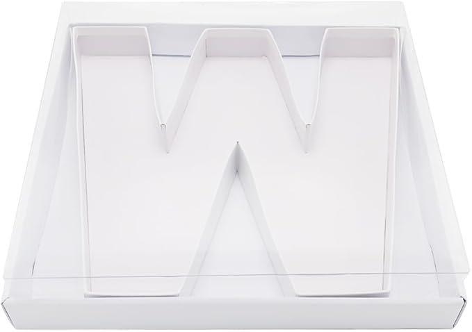 WENPACK 12.5" Cardboard Letter Shaped Charcuterie Mache Strawberries Fillable Sweet Box with Clear Lid (White, W)