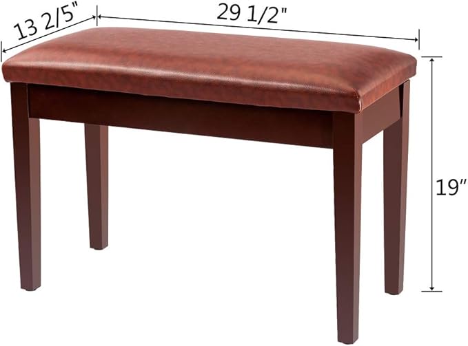 Bonnlo Duet Piano Bench with Storage Compartment and Thick Cushion Hinged top Artist Duet Seat