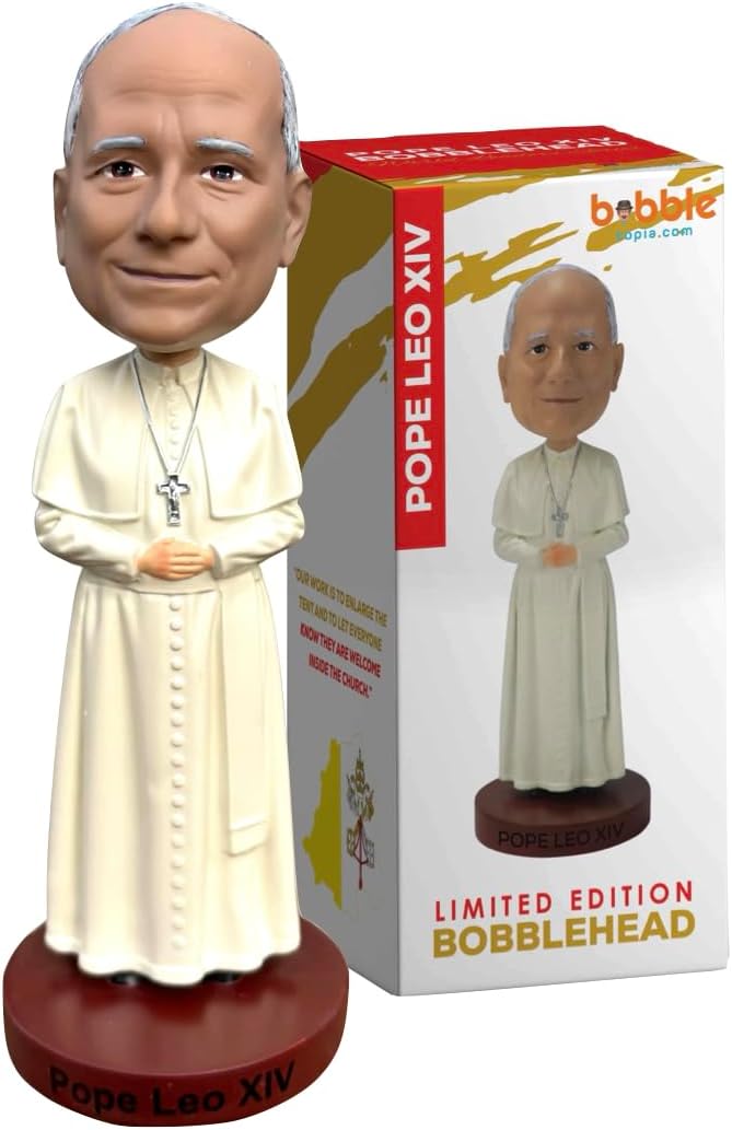 Pope Leo XIV Bobblehead, Gift for Americans and Christians, Premium Polyresin Collectible Statue, 8 Inches Tall, World Leaders Series