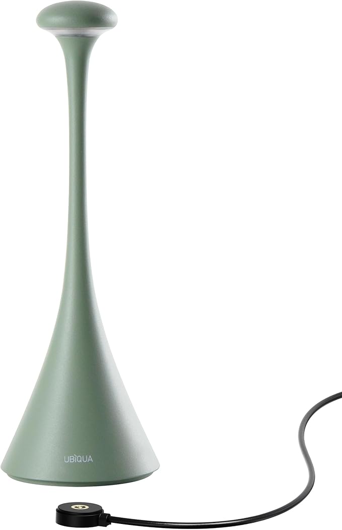 Retro Cordless Table Lamp - Pinup, Beside Touch Lamp with Magnetic Charging, Dimmable & Adjustable Lighting - Rechargeable LED Lamp for HoReCa, Bedroom, Living Room, Outdoor Use (Green)