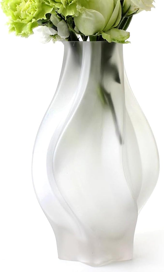 Modern Glass Vase with Hexagonal Mouth Gradient Color Home Decor Vase for Centerpieces, Wedding, Living Room, Bedroom, Table Decor(White)