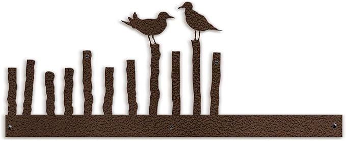 SIGNLEADER Metal Wall Art Decor Birds on a Fence Minimalist Modern Abstract Wall Sculpture Hangings Home Decoration for Living Room, Bedroom, Bathroom, Kitchen, Outdoor - 18" Bronze
