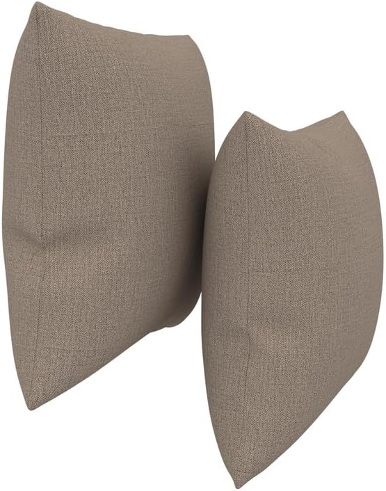 Covers & All Sunbrella Indoor/Outdoor Throw Pillows, Square Throw Pillows Inserts with Covers Set of 2 (Cast Shale, 16x16)