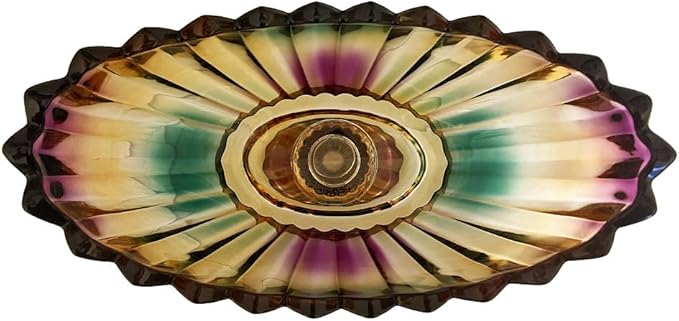 Crystal Glass Oval Pedestal Fruit Bowl, Footed Decorative Bowl for Table Centerpiece, Kitchen Counter Dining Room Tables Decor Centerpiece