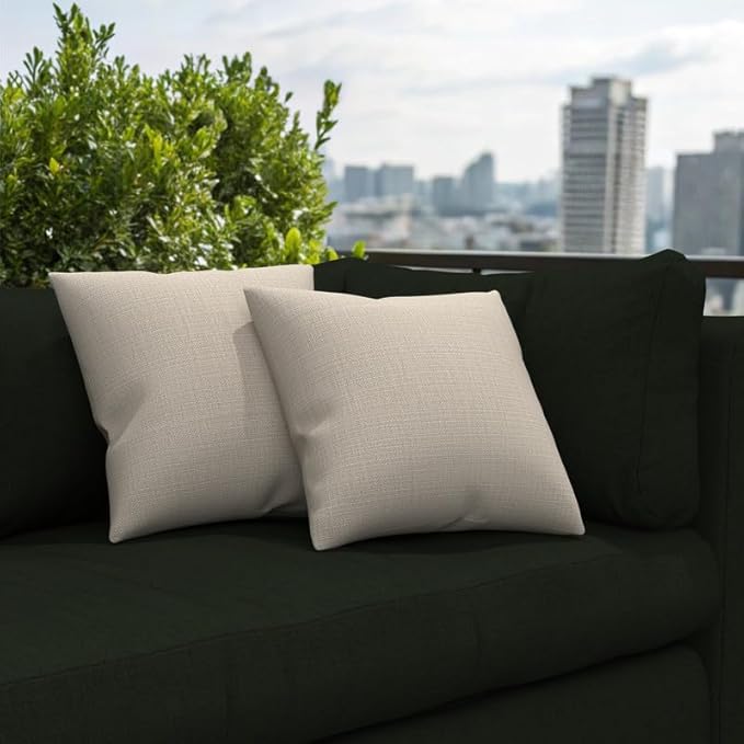 Covers & All Sunbrella Indoor/Outdoor Throw Pillows, Square Throw Pillows Inserts with Covers Set of 2 (Echo Ash, 16x16)
