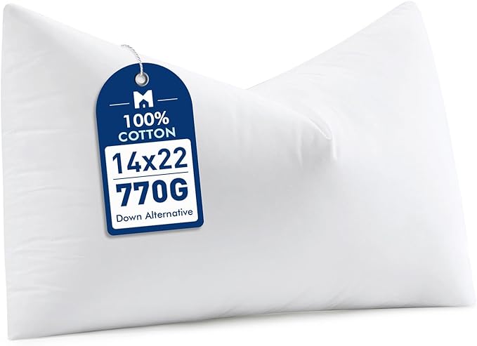 MIULEE 14x22 Down Alternative Pillow Insert, Fluffy Soft Throw Pillow for Couch Bed Sofa Plush Luxury Lumbar Support