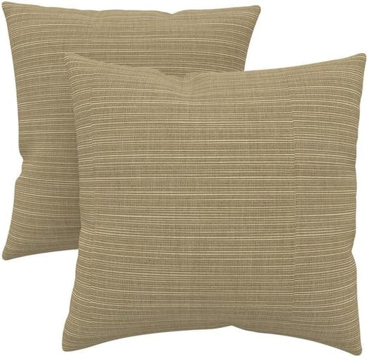 Covers & All Sunbrella Indoor/Outdoor Throw Pillows, Square Throw Pillows Inserts with Covers Set of 2 (Dupione Latte, 16x16)