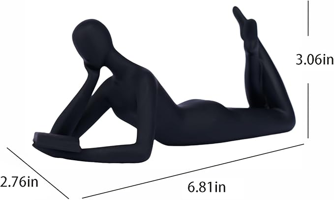 "Reading Woman Thinker Sculpture is a Modern Abstract Decorative Piece, a Favorite Among Book Lovers and Thinkers, Suitable for Placement in Living Rooms, Offices, and bedrooms. (Black A)