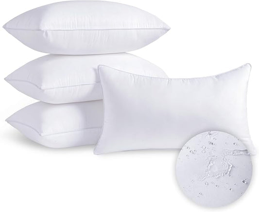 MCWPHLS 12x20 Outdoor Pillow Inserts Set of 4 Waterproof Rectangular Lumbar Support White Decorative Throw Pillow Inserts for Indoor Couch Sofa Beds Cushions Outdoor Patio Furniture