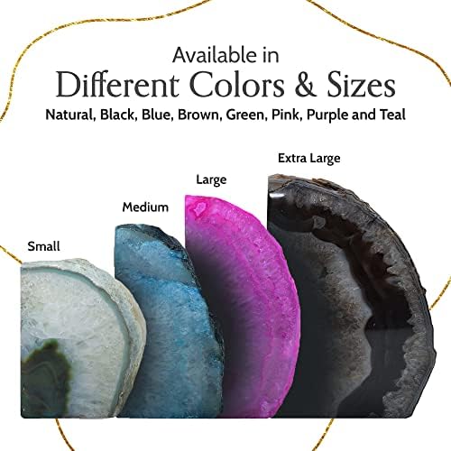 Nature's Decorations Green Agate Bookends – A+ Grade Geode Heavy Duty Decorative Stone Crystal for Shelves & Bookcases, Natural Polished Bookshelf Decor, 1 Pair 4-6Lbs