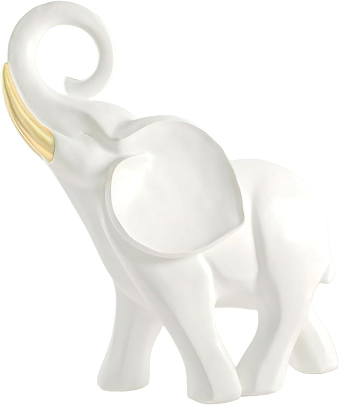 Elephant Statue. Elephant Decor Brings Good Luck, Health, Strength. Elephant Gifts for Women, Mom Gifts. Decorations Applicable Home, Office, Bookshelf TV Stand, Shelf, Living Room - White