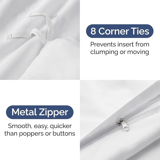 Duvet Cover Oversized Queen Size Set - Extra Soft Duvet Cover 98 x 98 with 2 Pillow Sham - Hotel Luxury, Easy Care & Fade Free with Zipper Closures & Ties - Comfy, Cozy Breathable Bedding Set (White)