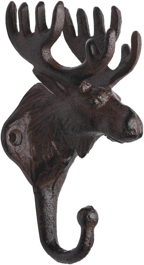 BRASSTAR Vintage Cast Iron Deer Head Antlers Wall Hooks/Hanger - Living Room Bathroom Room Kitchen Wall Decoration Coat Hooks Rustic PTZY226
