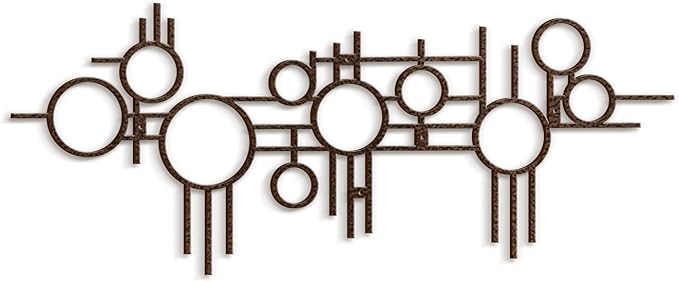 SIGNLEADER Metal Wall Decor Round Circle Lines Minimalist Modern Luxury Wall Sculpture Hangings 3D Statue Home Decoration for Living Room, Bedroom, Bathroom, Kitchen, Fireplace, Office - 24" Bronze