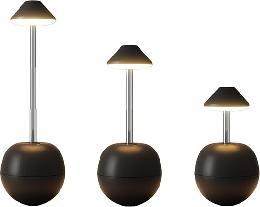 Rechargeable LED Night Light for Bedroom - Bright Bedside Lamp with Remote Control, Desk Lamp & Mood Lighting for Kids Adults (Black)