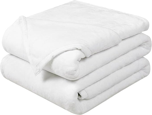 EASEALND Soft King Size Blanket All Season Winter Warm Microplush Lightweight Thermal Fleece Blankets for Couch Bed Sofa,90x108 Inches,White