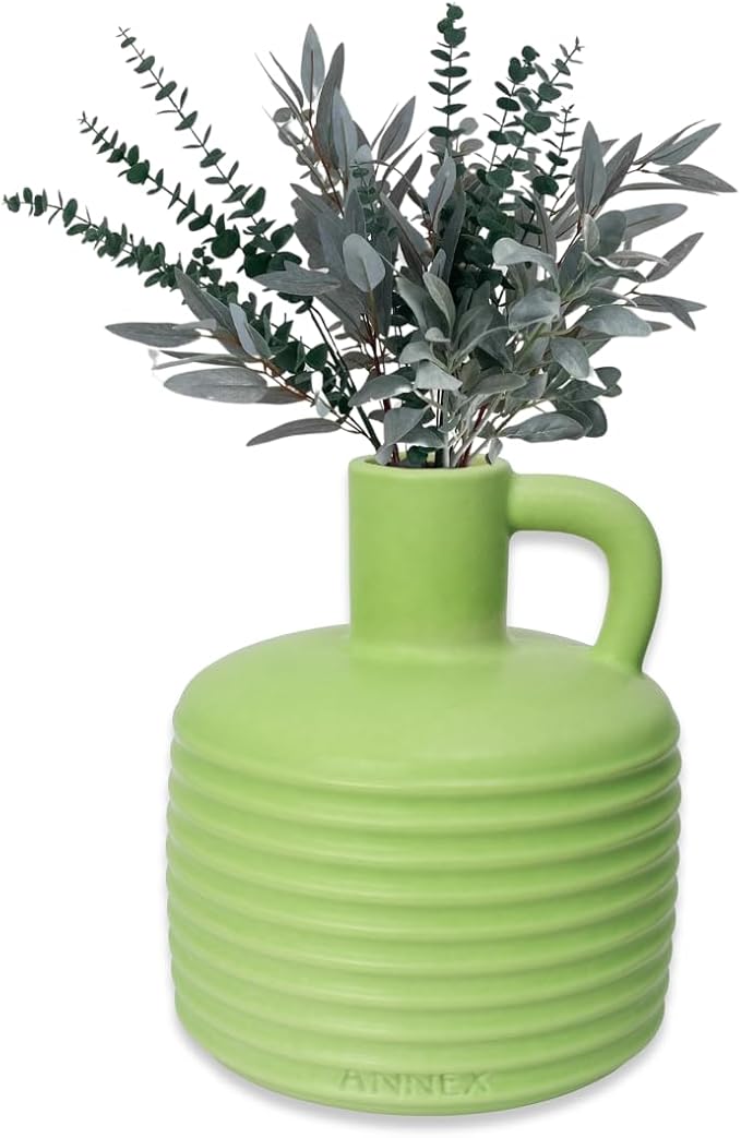 Annex Large Ceramic Handmade Bud Vase, Perfect for Pampas Grass, Book Vase for Flowers, Boho Room Decor for Home, Table, Shelf, Floor, Centerpiece or Book Display