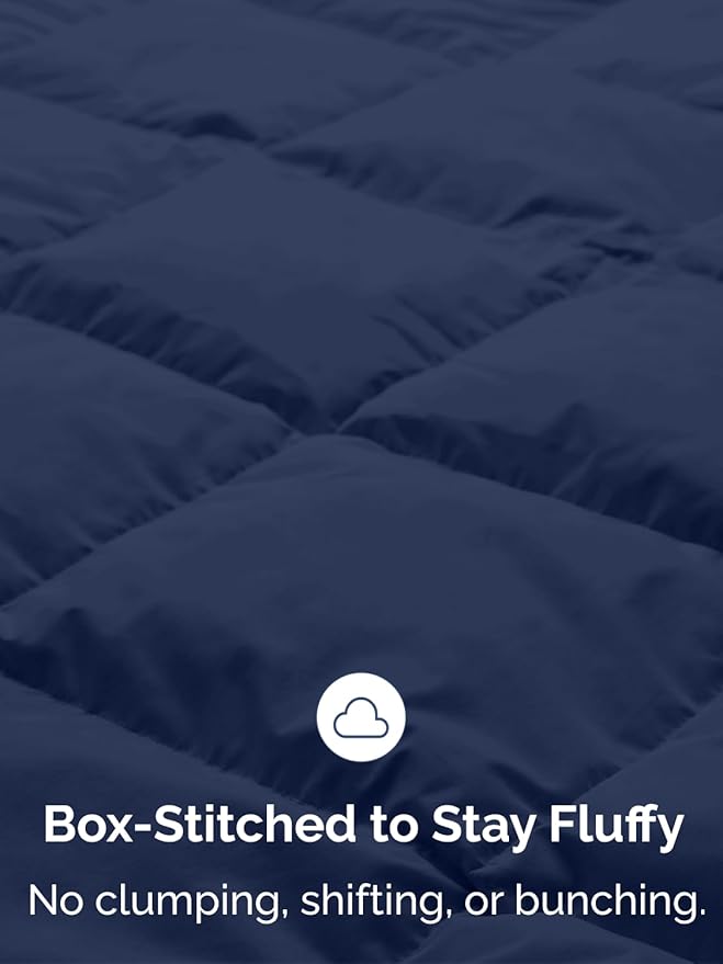 Twin Size, Navy Blue Alternative Down Comforter - Warm, Lightweight, Luxury and Breathable Hotel Quality Bedding Set - All Season Fluffy and Cozy Oversized Cooling Microfiber Duvet Insert Comforter