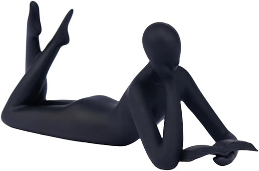 "Reading Woman Thinker Sculpture is a Modern Abstract Decorative Piece, a Favorite Among Book Lovers and Thinkers, Suitable for Placement in Living Rooms, Offices, and bedrooms. (Black A)