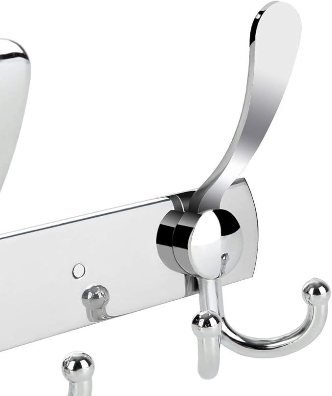 Coat Rack Wall Mounted,3 Tri Stainless Steel Coat Hook for Coat Hat Robes Towel in Mudroom Entryway (Sliver, 2 Pack 3 Hook)