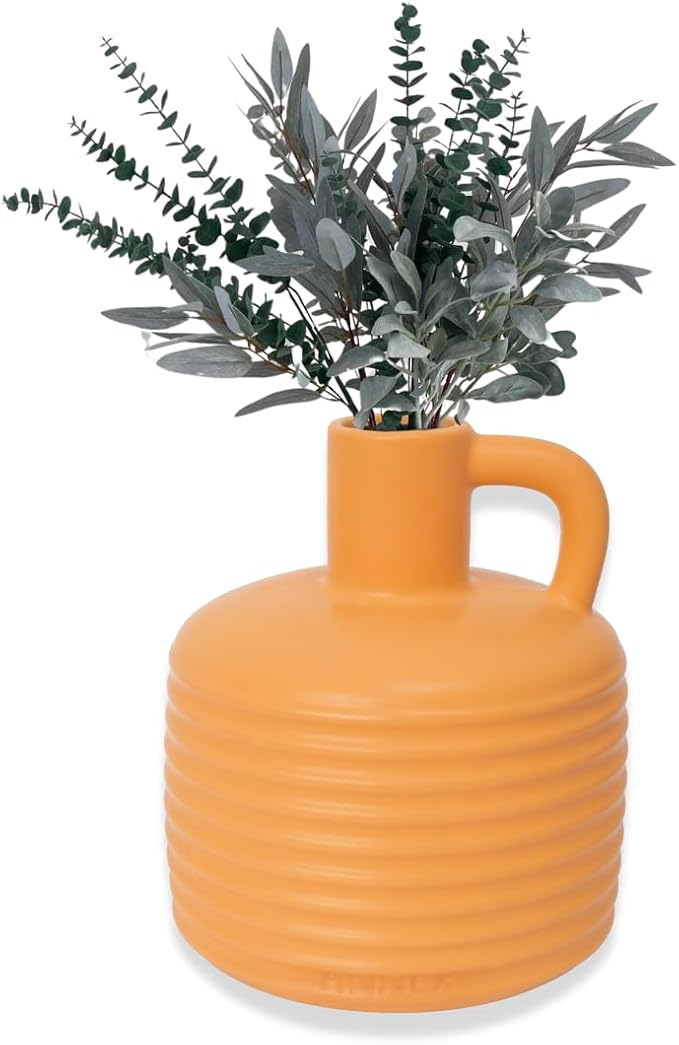 Annex Large Ceramic Handmade Bud Vase, Perfect for Pampas Grass, Book Vase for Flowers, Boho Room Decor for Home, Table, Shelf, Floor, Centerpiece or Book Display