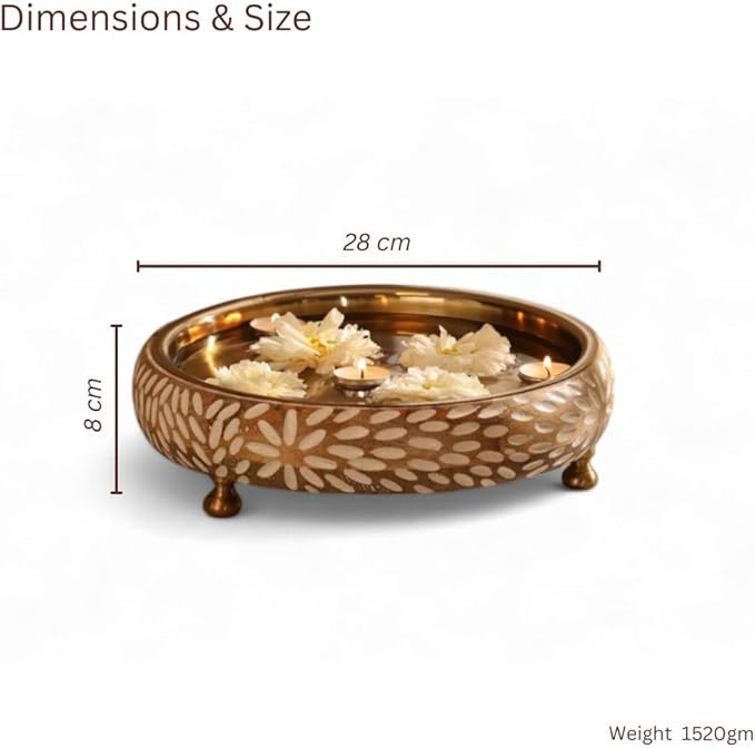 RITUALISTIC Vrinda Wooden Urli for Flower Decoration | Wooden Urli Bowl for Home Decorations Kitchen Décor Bowl for Decoration Perfect for Festive Occasion & Valentine's day gift