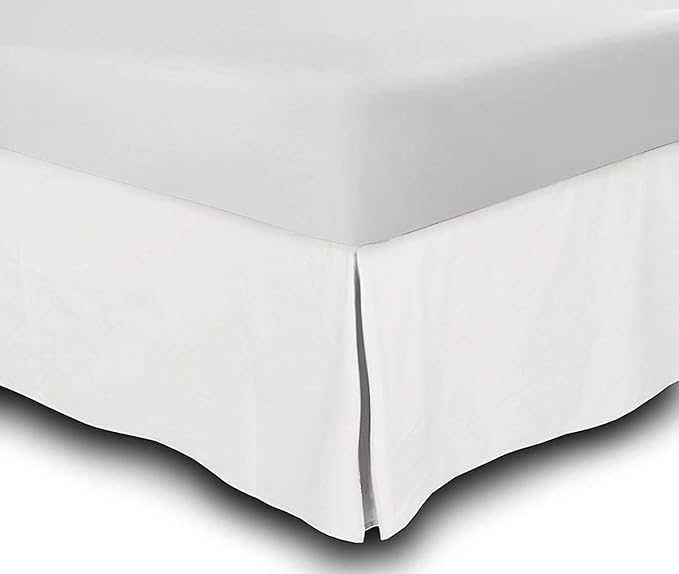 SRP Linen 1-PC Split Corner Bed Skirt/Dust Ruffle - Queen Size Solid 100% Egyptian Cotton (Color : White) Fits Upto 21" Inch Drop/Fall Length
