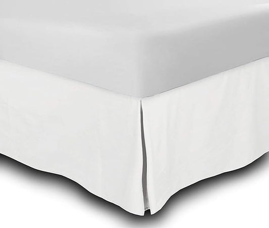 SRP Linen 1-PC Split Corner Bed Skirt/Dust Ruffle - Queen Size Solid 100% Egyptian Cotton (Color : White) Fits Upto 21" Inch Drop/Fall Length