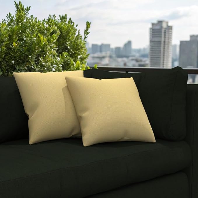 Covers & All Sunbrella Indoor/Outdoor Throw Pillows, Square Throw Pillows Inserts with Covers Set of 2 (Canvas Wheat, 16x16)