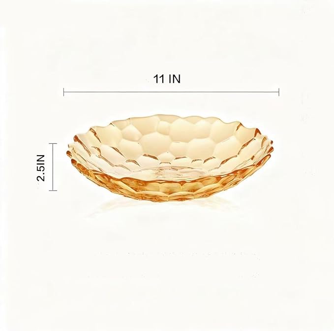 2 Pack Glass Fruit Bowl, Fruit Basket Holder, Crystal Fruit Bowl, Dessert Plate,Decorative Pedestal Bowl,for Table Décor for Home,Office, Wedding Decor, Fruit, Snack, Dessert(Large,Amber)