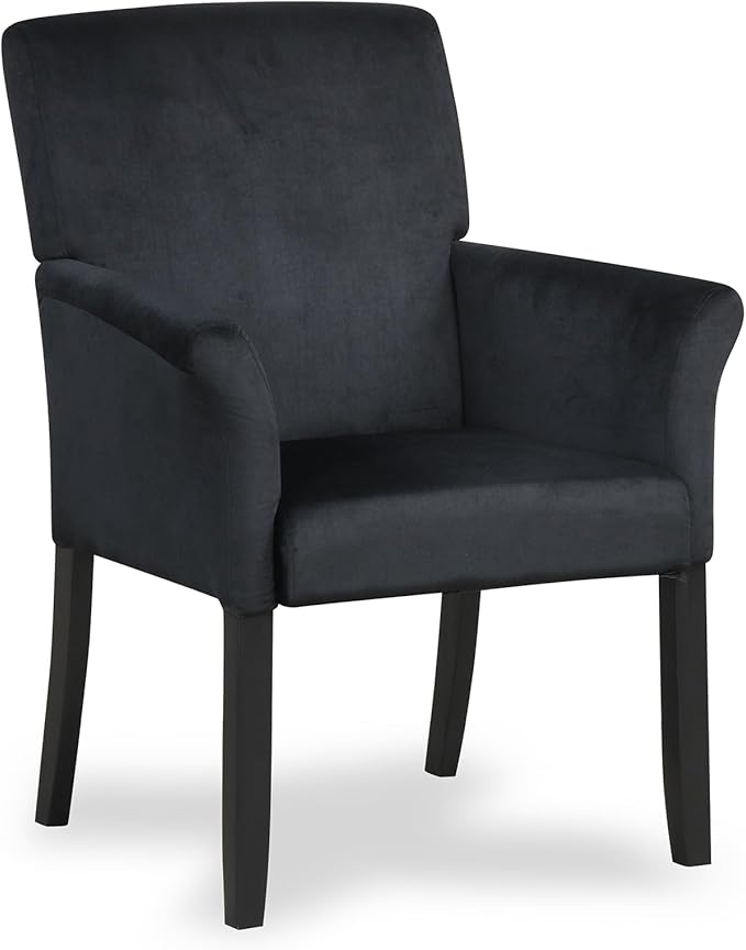 POWERSTONE Executive Accent Chair, Suede Guest Chairs Armchair with Wood Legs 5.5in Thick Cushion for Reception Waiting Room Single Sofa for Home Theater, Black