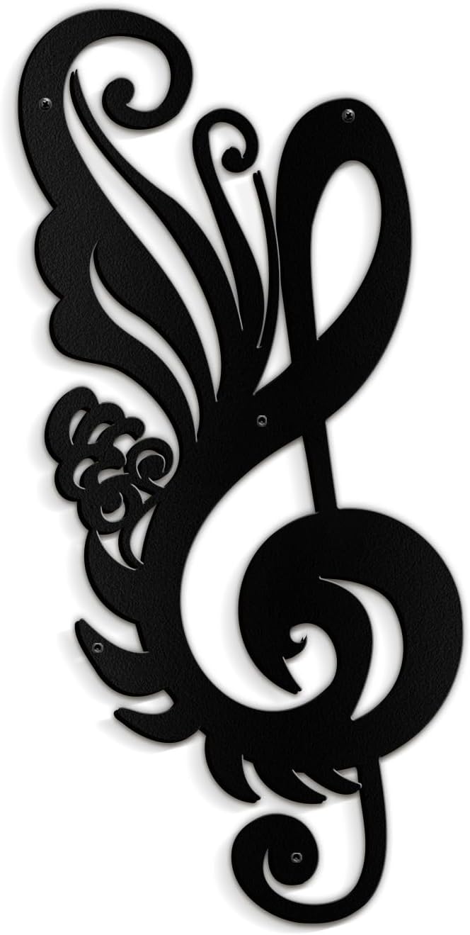 SIGNLEADER Metal Wall Art Decor Music Notes Modern Abstract Wall Sculpture Hangings Home Decoration for Living Room, Bedroom, Bathroom, Kitchen, Outdoor - 18" Black