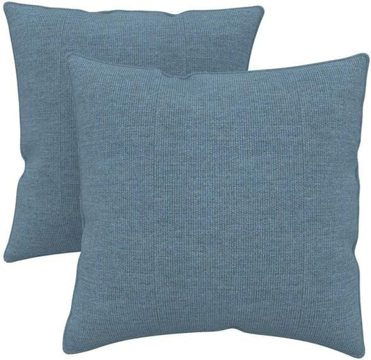 Covers & All Sunbrella Indoor/Outdoor Square Throw Pillows Inserts with Covers, Water Resistant & UV Fade Resistant Set of 2 (Spectrum Denim-Self Welt, 16x16)