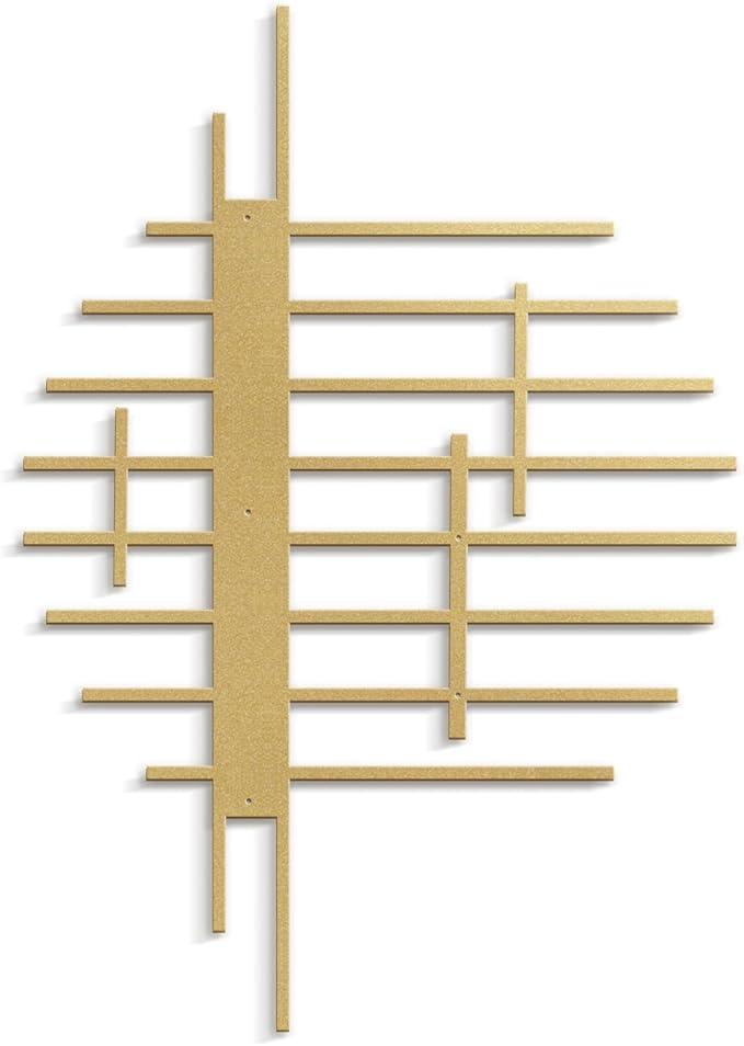 SIGNLEADER Metal Wall Decor Linear Abstract Minimalist Modern Luxury Wall Sculpture Hangings 3D Statue Home Decoration for Living Room, Bedroom, Bathroom, Kitchen, Fireplace, Office - 18" Gold