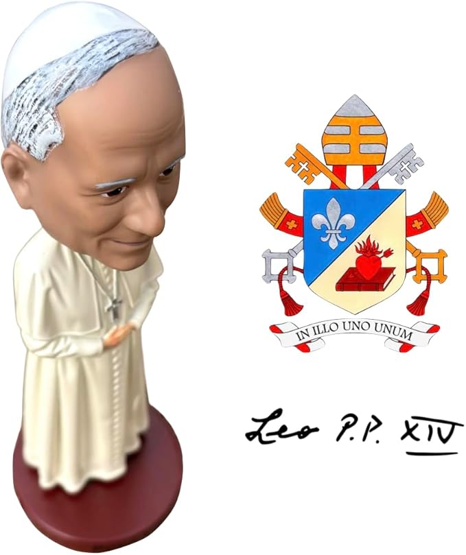 Pope Leo XIV Bobblehead, Gift for Americans and Christians, Premium Polyresin Collectible Statue, 8 Inches Tall, World Leaders Series
