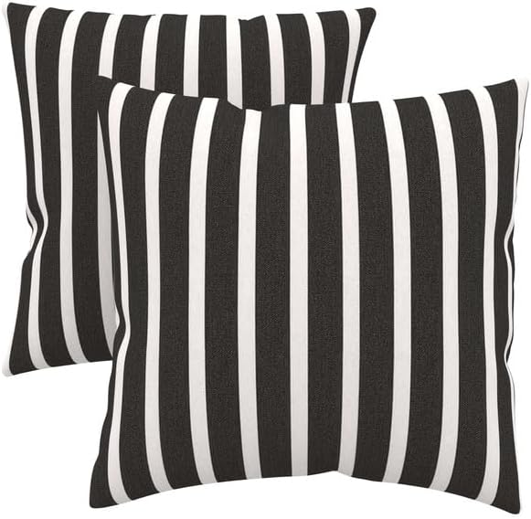 Covers & All Sunbrella Indoor/Outdoor Throw Pillows, Square Throw Pillows Inserts with Covers Set of 2 (Shore Classic, 16x16)