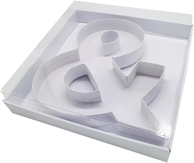 WENPACK 12.5" Cardboard Letter Shaped Mache Decorative Strawberries Fillable Sweets Candy Box with Clear Lid (White, &)