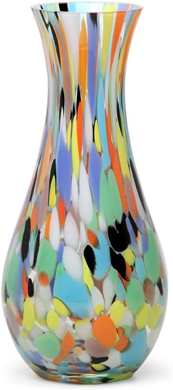 Ca D Oro Colored Glass Vase Confetti Effect Hand Blown Murano-Style Art Glass for Flower, Room Decoration and Centerpiece - Model Nº 83