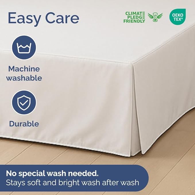 Pleated Bed Skirt Full Size - 3 Sided Pleated Bed Skirt Full - Ultra-Soft, Easy Fit with 18 Inch Tailored Drop - Hotel Quality, Wrinkle Free & Fade Resistant - for Women, Men, Kids & Teens - White