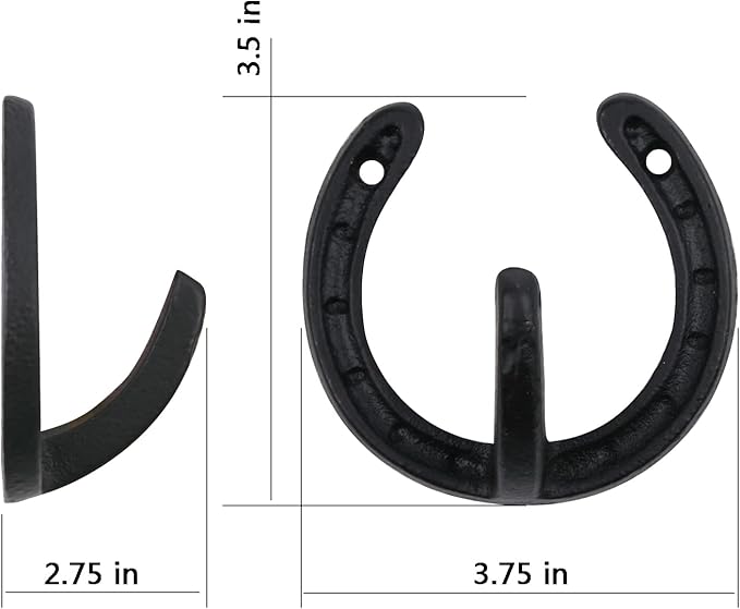 ICObuty Coat Hook Hat Horse Hook Vintage Wrought Iron Wall Mounted Screws Included Wall Hook (Horseshoe)