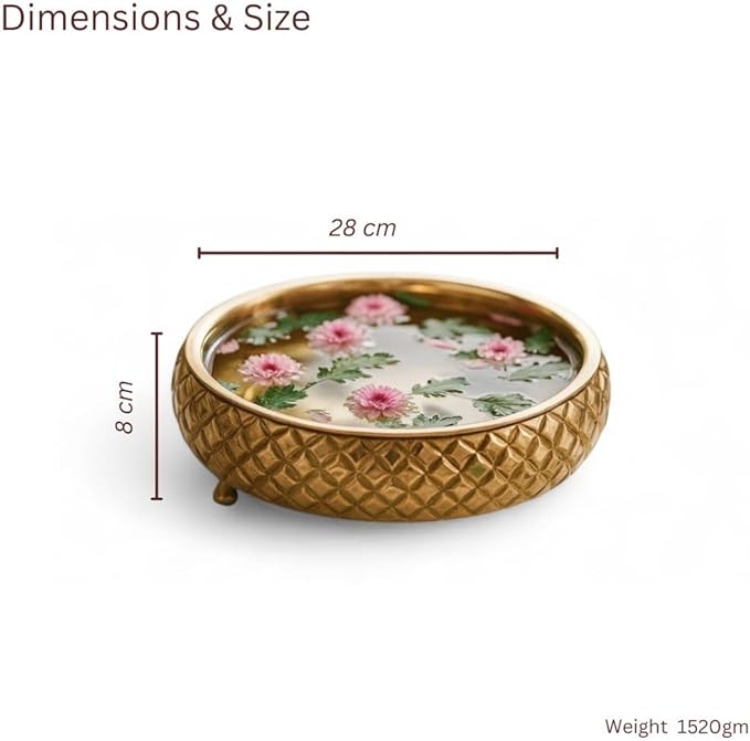 RITUALISTIC Chitra Wooden Urli for Flower Decoration Wooden Urli Bowl for Home Decorations Kitchen Décor Bowl for Decoration Perfect for Festive Occasion & Valentine's day gift | 11.5 inches Gold