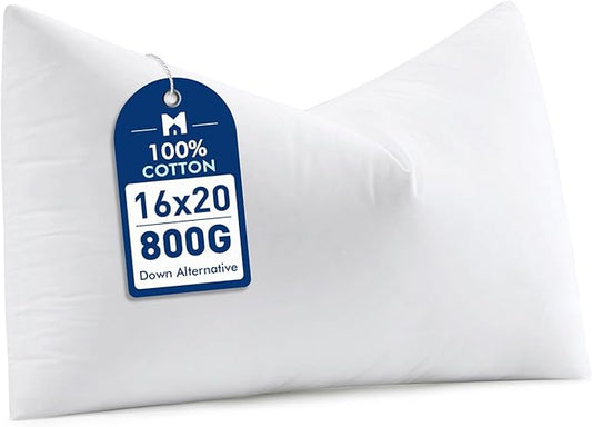 MIULEE 16x20 Down Alternative Pillow Insert, Fluffy Soft Throw Pillow for Couch Bed Sofa Plush Luxury Lumbar Support