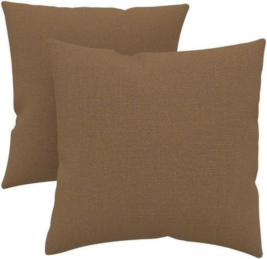 Covers & All Sunbrella Indoor/Outdoor Throw Pillows, Square Throw Pillows Inserts with Covers Set of 2 (Canvas Cocoa, 16x16)