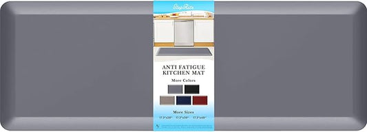StepRite 4/5 Inch Thick Kitchen Mat Anti Fatigue Mat Kitchen Rugs Kitchen Decor Non-Slip, Stain & Water Resistant, Kitchen Mats Desk Mat for Kitchen, Office, Workshop, Grey, 17'' x 47''